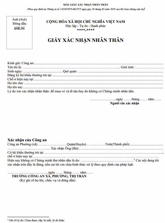 giay xac nhan nhan than khi di may bay elite tour